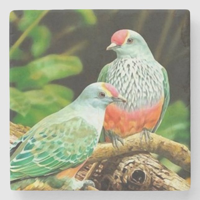 Porta-copo De Pedra Bird green _coaster (Frente)