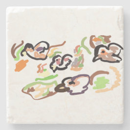 Porta-copo De Pedra Birds and autumn