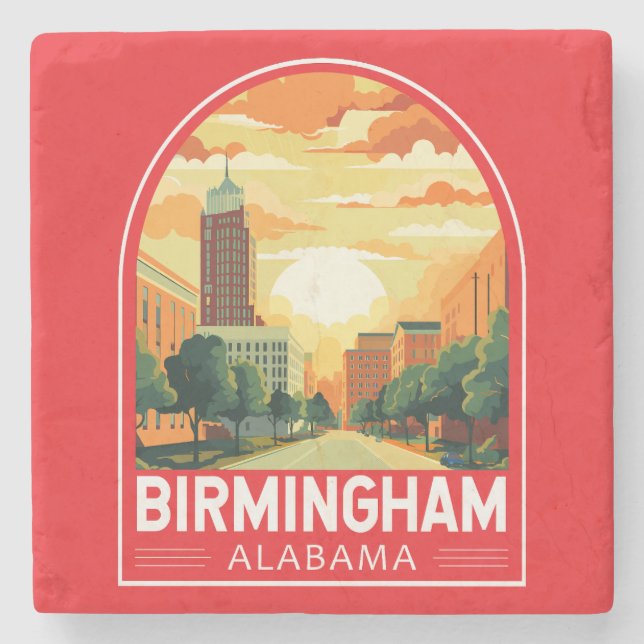 Porta-copo De Pedra Birmingham Alabama Viagem Art Emblem (Frente)