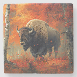 Porta-copo De Pedra Bison no Trabalho de arte de Autumn Woods