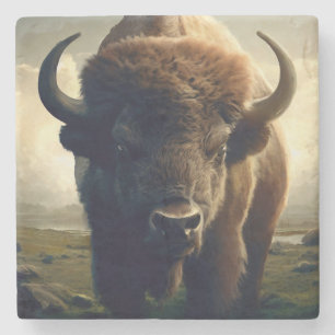 Porta-copo De Pedra Bison Painting