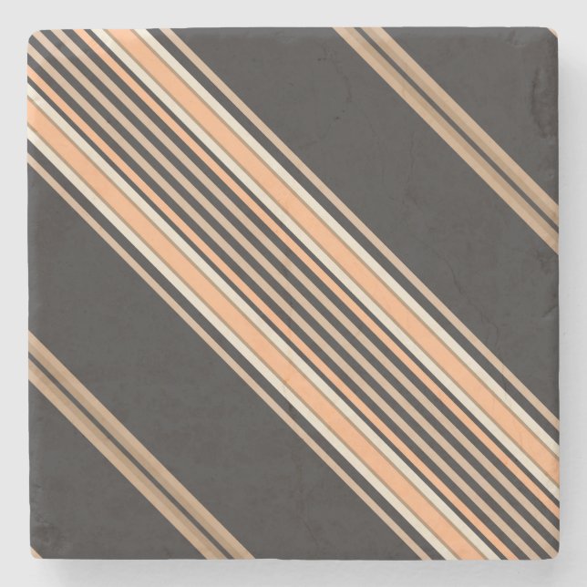 Porta-copo De Pedra Black and Ecru, Stripes Square Porta copos (Frente)