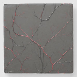 Porta-copo De Pedra Black and Red Veins