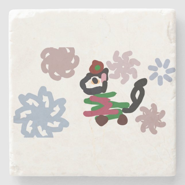 Porta-copo De Pedra Black cat winter  (Frente)