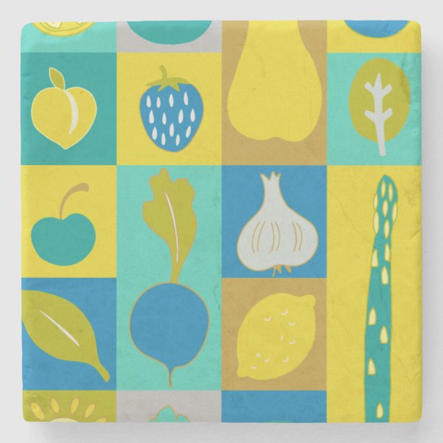 Porta-copo De Pedra Blocos de vegetais I (Frente)