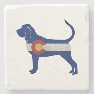 Porta-copo De Pedra Bloodhound Dog Breed Colorado Flag Silhouette Ston