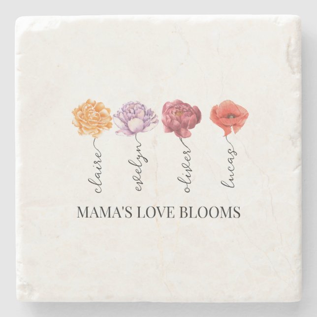 Porta-copo De Pedra Blooms personalizados do amor da mamãe (Frente)