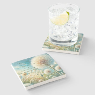 Porta-copo De Pedra Blowball de Dandelion e citação #2