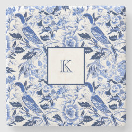 Porta-copo De Pedra Blue Bird Chinoiserie Monogram 