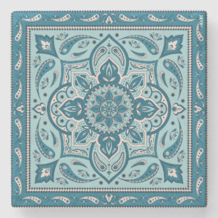 Porta-copo De Pedra Blue Bohemian Mandala Bandana