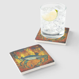 Porta-copo De Pedra Blue Crab Stone Coaster