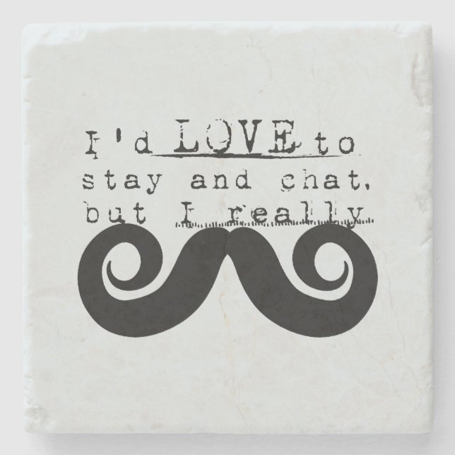 Porta-copo De Pedra Blue Grey Black Funny Humor I Mustache (Frente)