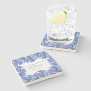 Porta-copo De Pedra Blue Hydrangea Petals Casamento Nomes Personalizad