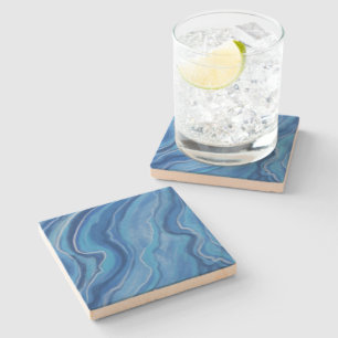 Porta-copo De Pedra Blue Marble Coaster