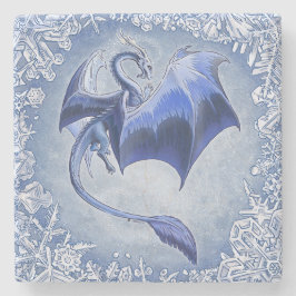 Porta-copo De Pedra Blue Winter Dragon Fantasy Art