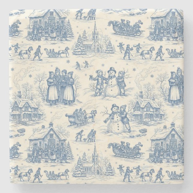 Porta-copo De Pedra Blue Winter Toile Chinoiserie (Frente)
