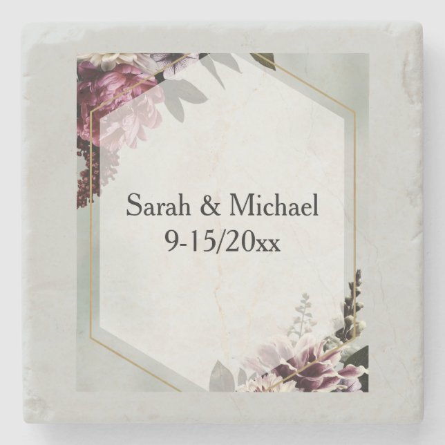 Porta-copo De Pedra Blush Botanical  (Frente)