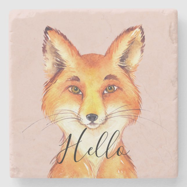 Porta-copo De Pedra Blush Hello Fox (Frente)