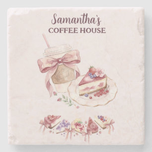 Porta-copo De Pedra Blush Patisserie Café Marca Personalizada