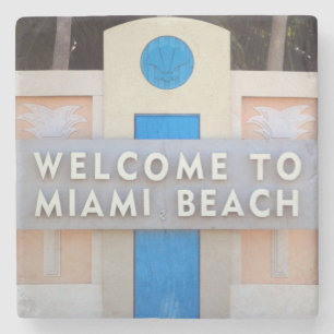 Porta-copo De Pedra Boa vinda ao sinal de Miami Beach