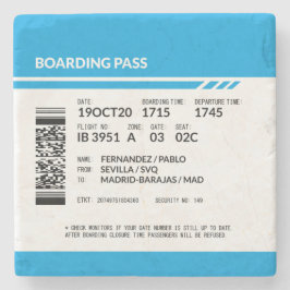 Porta-copo De Pedra Boarding Pass (blue)