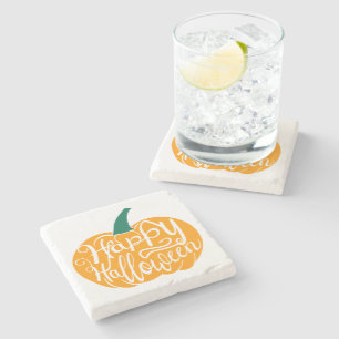 Porta-copo De Pedra Boas inscrições do Dia das Bruxas em abóbora escul