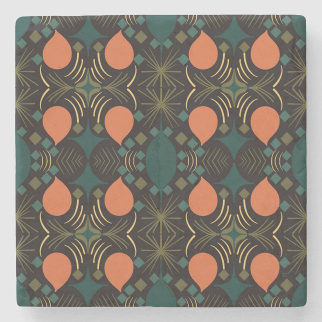 Porta-copo De Pedra Boho Geométrico Diamante Preto  (Frente)