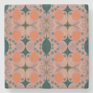 Porta-copo De Pedra Boho Geométrico Diamond Rosa