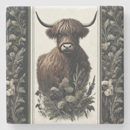 Porta-copo De Pedra Boho Highland Cow