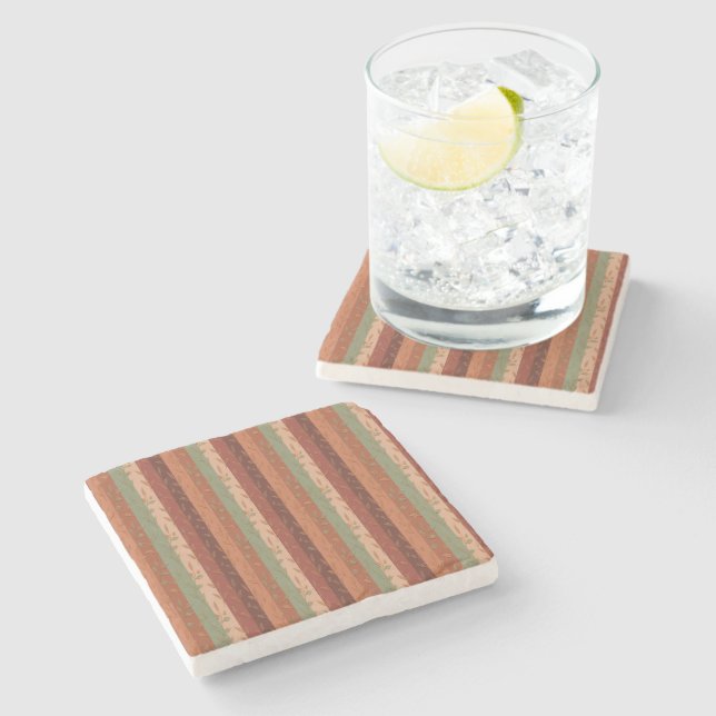 Porta-copo De Pedra Boho Leaf Pattern Rustic Home Decor (Lateral)