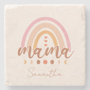 Porta-copo De Pedra Boho Rainbow Mama com Fases da Lua
