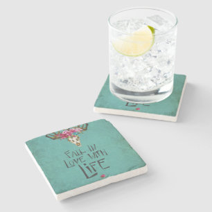 Porta-copo De Pedra Boho Skull Love Life