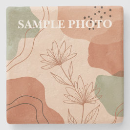 Porta-copo De Pedra Boho Terracota Floral Abstrato Foto Personalizada