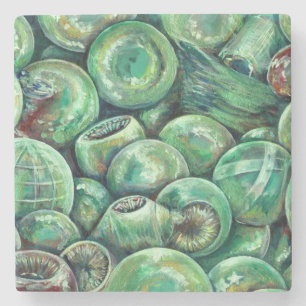 Porta-copo De Pedra Bolas de Natal Verdes