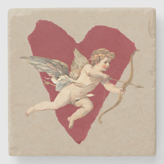 Porta-copo De Pedra Bold Romance Classics Red Heart Angel Bow & Arrow  (Frente)