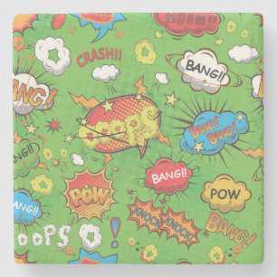 Porta-copo De Pedra Bolhas de Expressão de Cartoon Coloridas