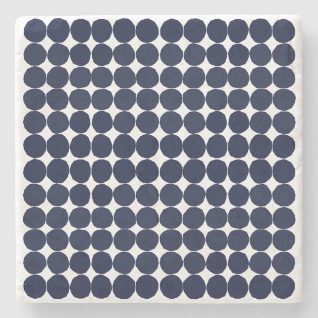 Porta-copo De Pedra Bolinhas branca e preto moderno (Frente)