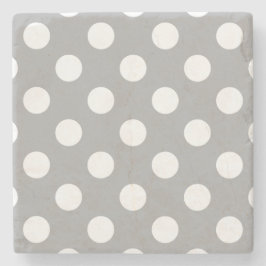 Porta-copo De Pedra Bolinhas brancas sobre cinzas