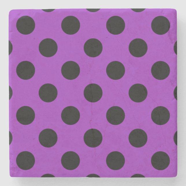 Porta-copo De Pedra Bolinhas pretas em roxo (Frente)