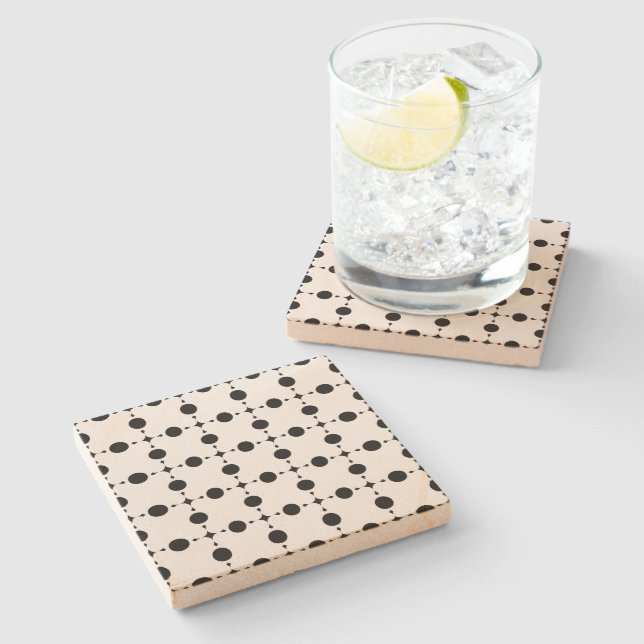 Porta-copo De Pedra Bolinhas Pretas, Padrão de Bolinhas, Pontos, Ponto (Lateral)