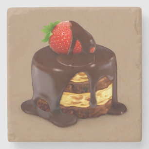 Porta-copo De Pedra Bolo de Sorvete de Chocolate Delicioso