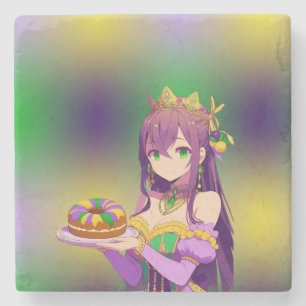 Porta-copo De Pedra Bolo rei do Mardi Gras de anime