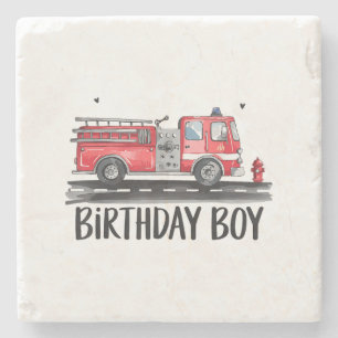 Porta-copo De Pedra Bombeiros de caminhão O aniversário da família Boy