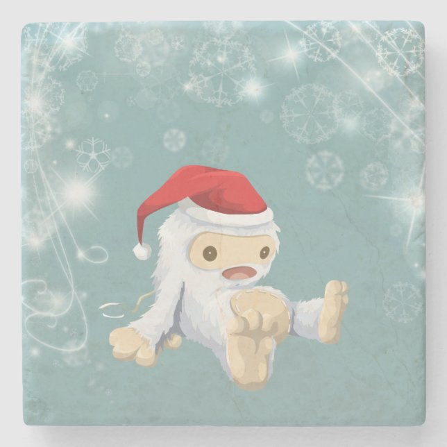Porta-copo De Pedra Boneca Monstro de Neve de Natal com um Chapéu Verm (Frente)