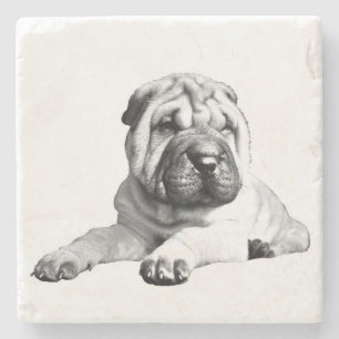 Porta-copo De Pedra Bonita Porta copos Shar Pei Marble