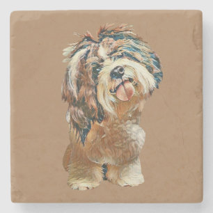 Porta-copo De Pedra Bonita Porta copos Shih Tzu Marble, Pintada