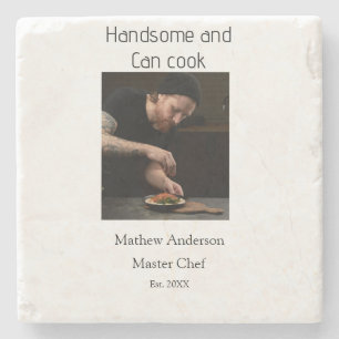 Porta-copo De Pedra Bonito e sabe cozinhar adicionar nome master chef