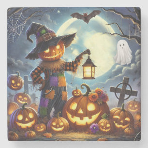 Porta-copo De Pedra Bonito espantalho de Halloween e abóboras capricho
