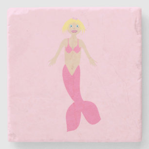Porta-copo De Pedra Bonito fantasia rosa Sereia
