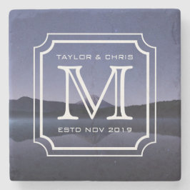 Porta-copo De Pedra Bonito Monograma Linda Paisagem Simples